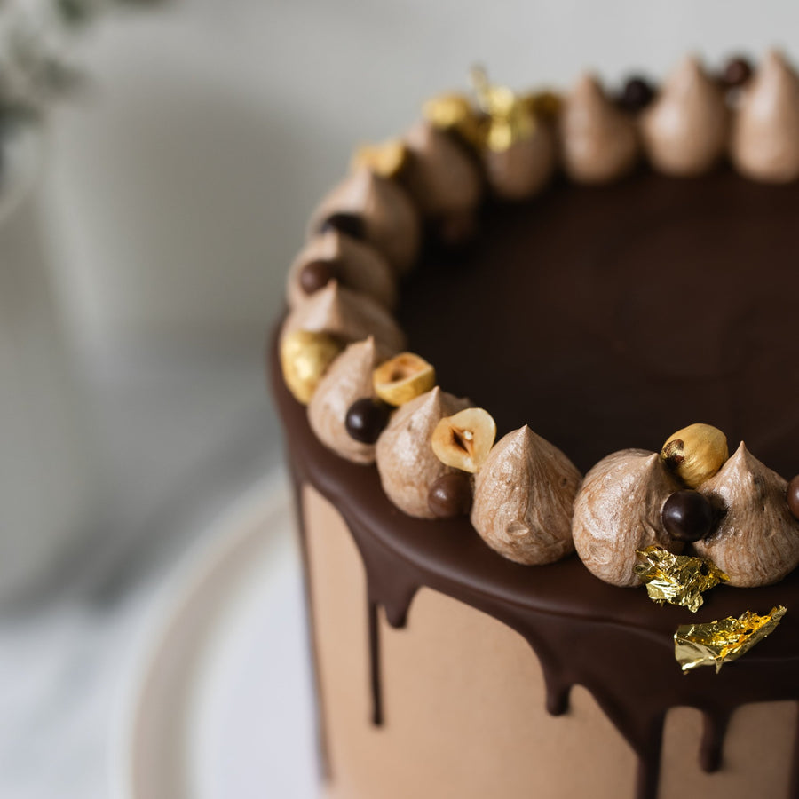 Hazelnut Praline Crunch Layer Cake