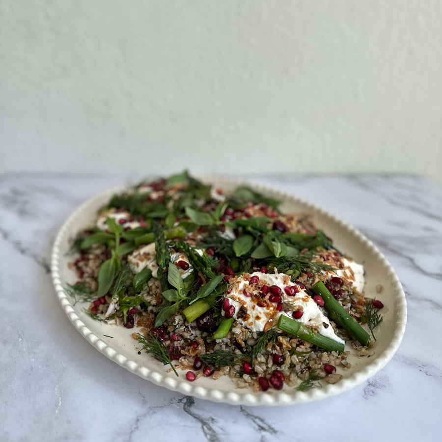 Grain Salad With Fresh Goats Curd And Pickled Pomegranate