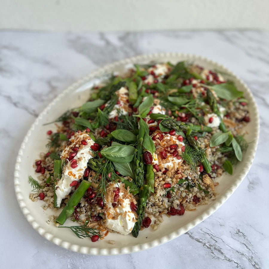 Grain Salad With Fresh Goats Curd And Pickled Pomegranate