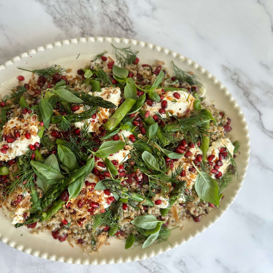 Grain Salad With Fresh Goats Curd And Pickled Pomegranate