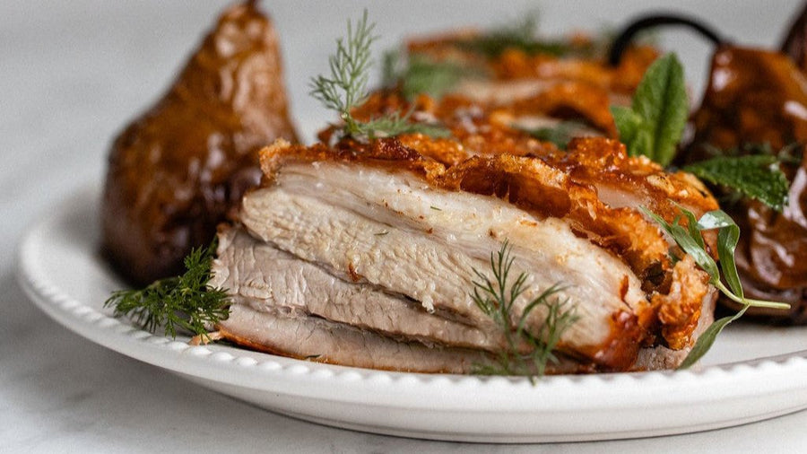 Crispy Pork Belly With Caramel Pears