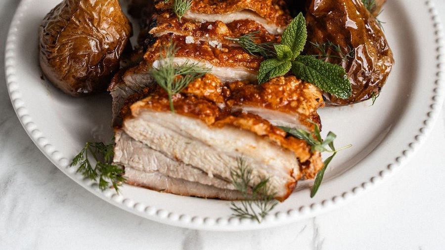 Crispy Pork Belly With Caramel Pears