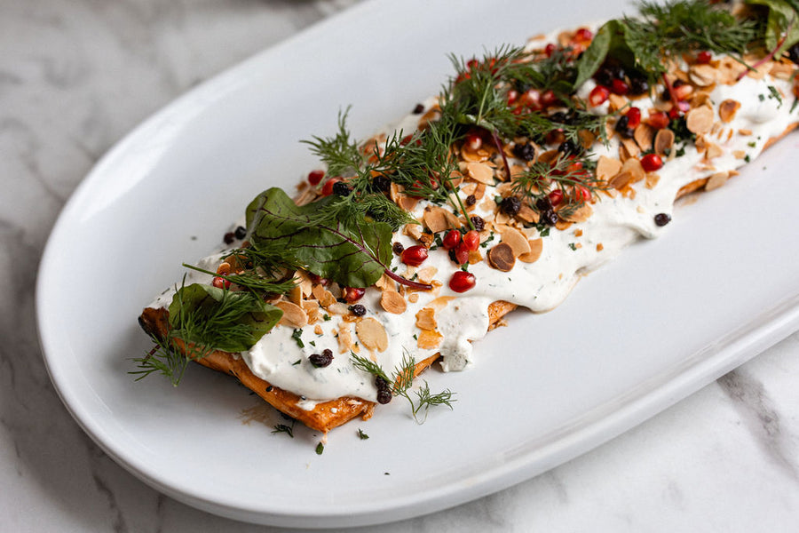 Roasted Salmon fillet with Pomegranate And Almonds