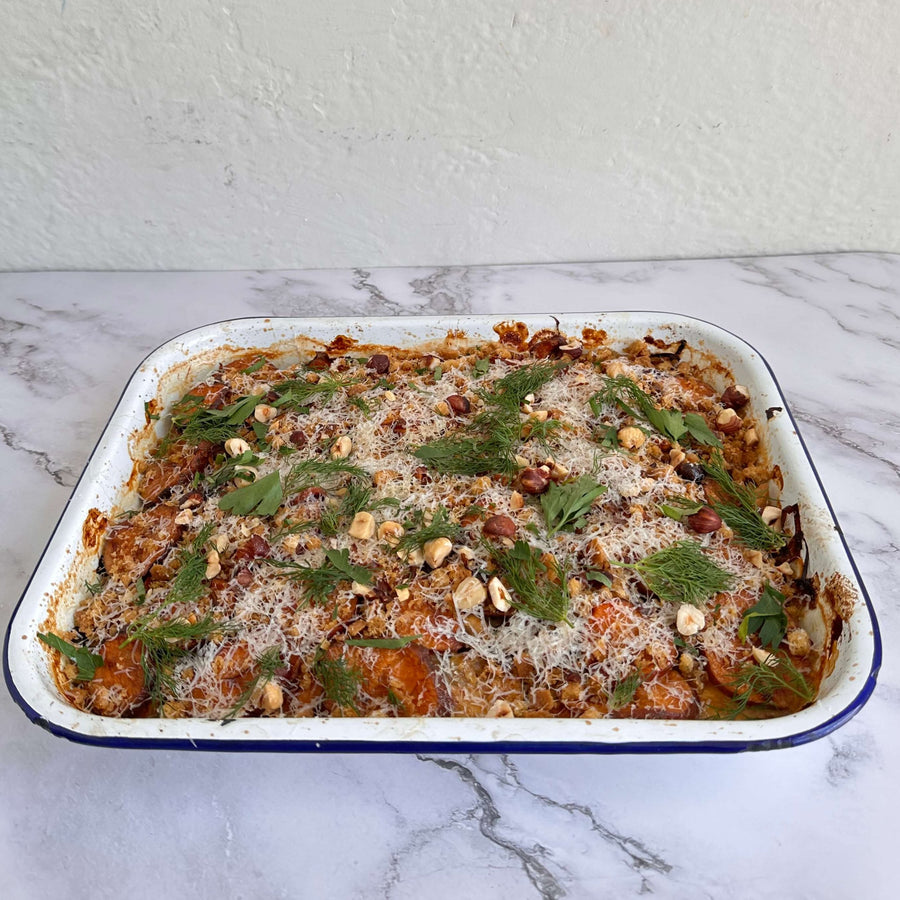 Sweet Potato And Hazelnut Gratin