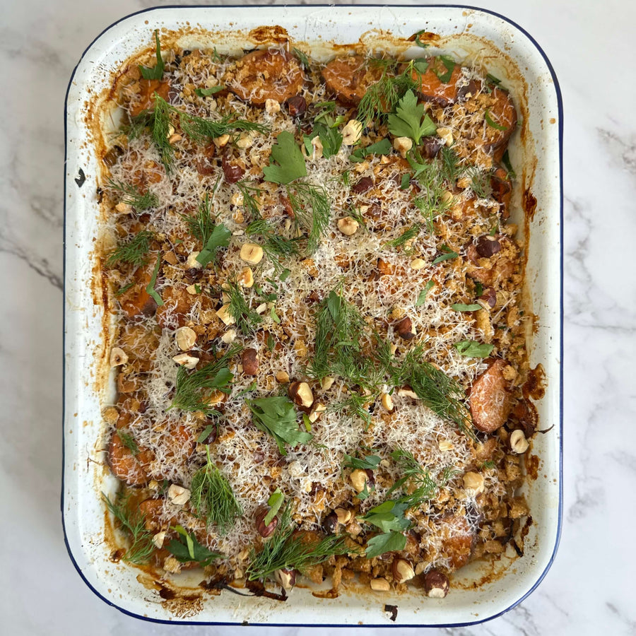 Sweet Potato And Hazelnut Gratin