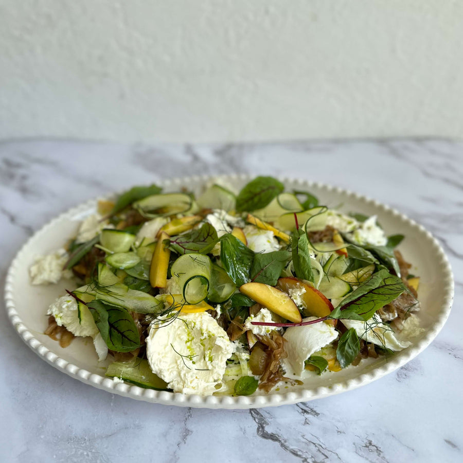 Summer Peach Caramelised Fennel And Burrata Salad