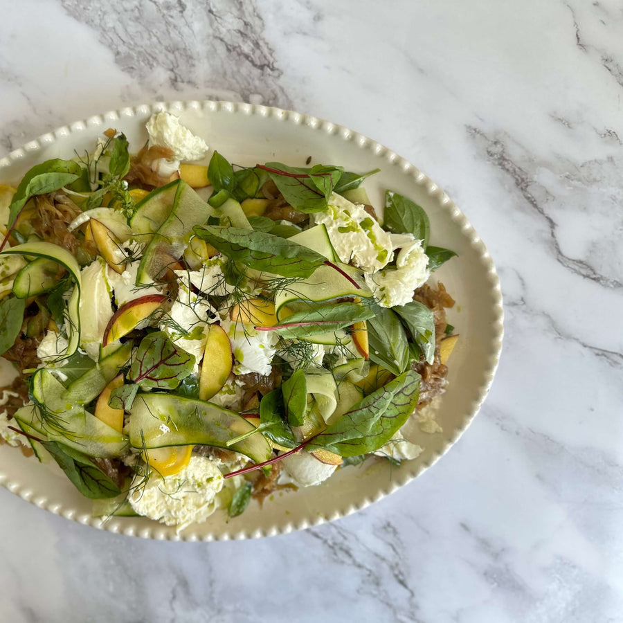 Summer Peach Caramelised Fennel And Burrata Salad