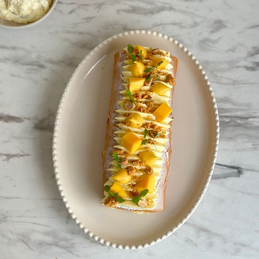 Summer Mango And Macadamia Swiss Roll