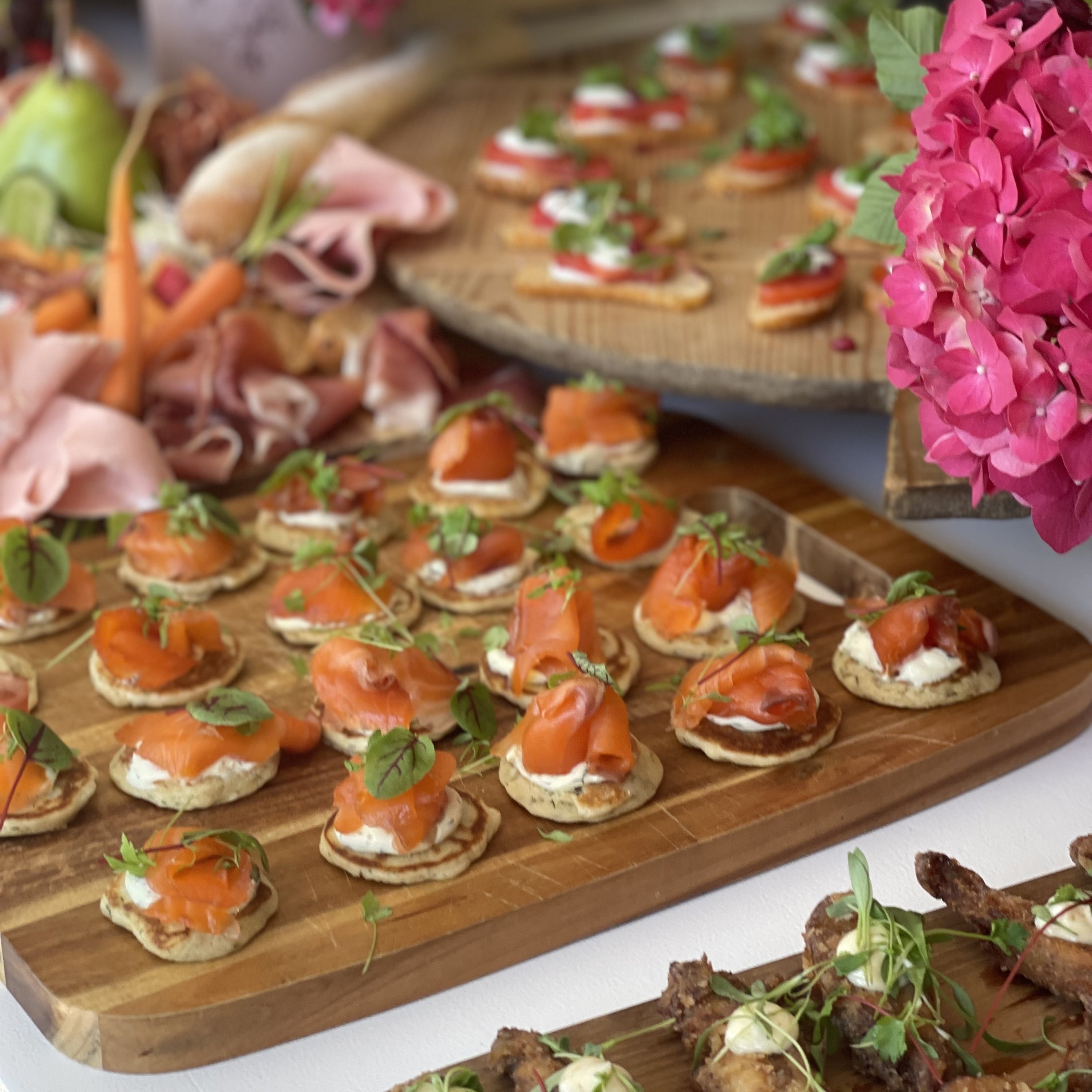 Salmon Gravlax Blinis | Catering by Millstone Patisserie